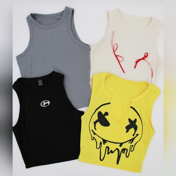 SHEIN Tops - Bundle of 4 Women’s Ribbed Cropped Tank Tops – XS